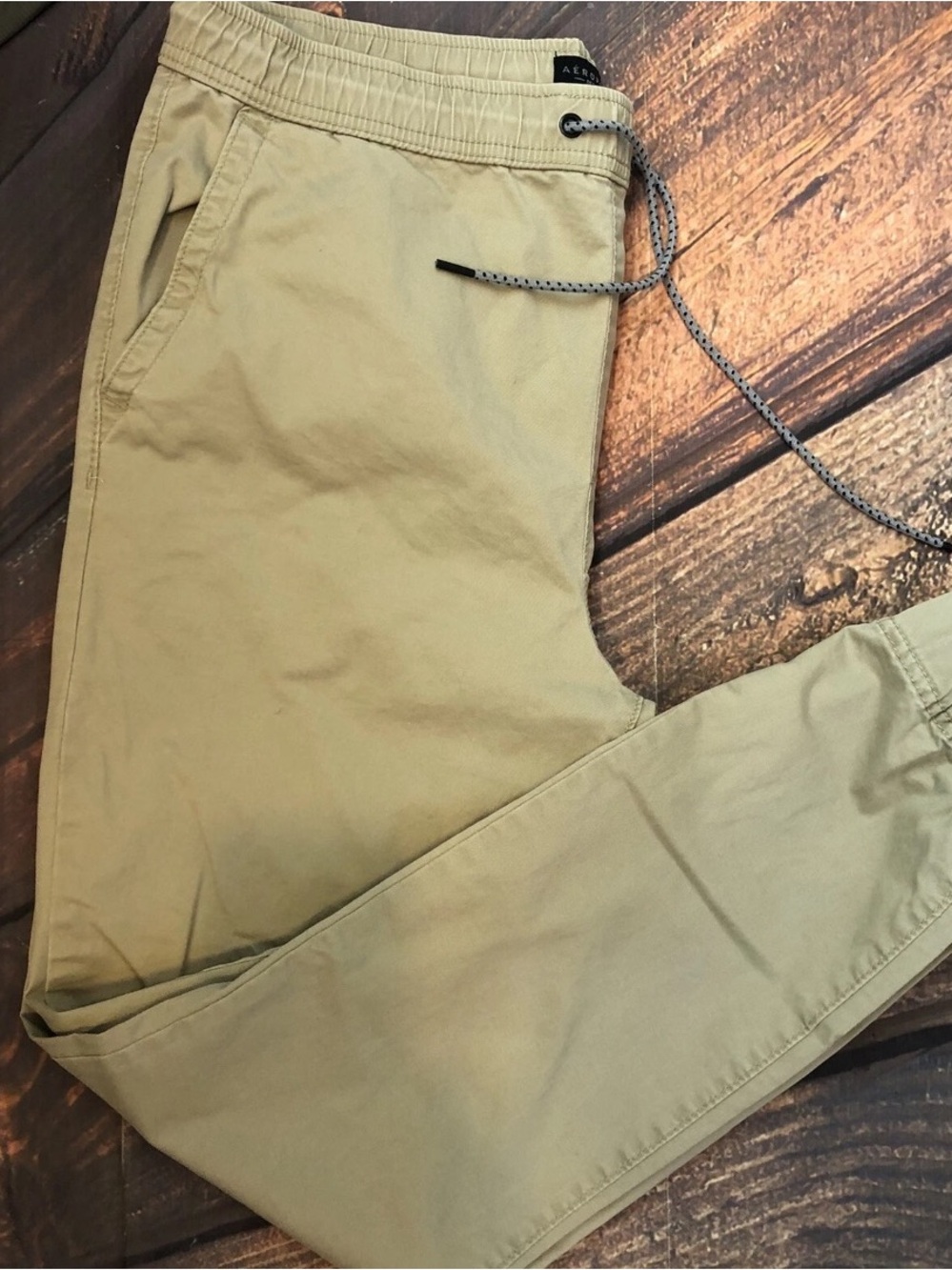 Aeropostale Men's Casual Drawstring Jogger Pants - Khaki Size M